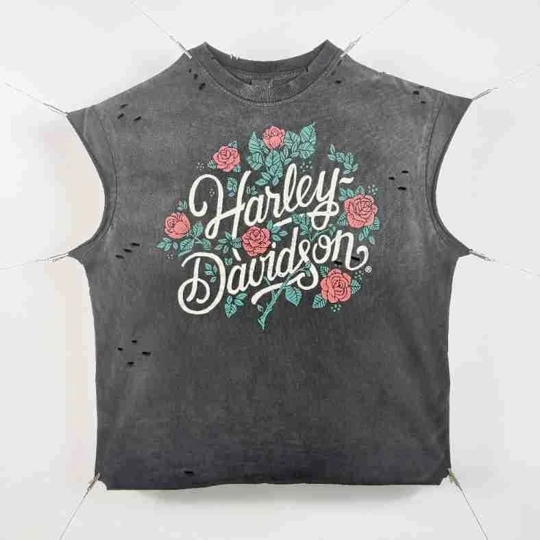 Design Sleeveless Graphic Tee Dark Gray T-Shirt - 15