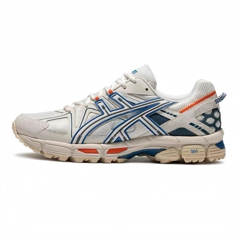 Asics Gel-Kayano 9 White Blue Orange Running Shoes - 6