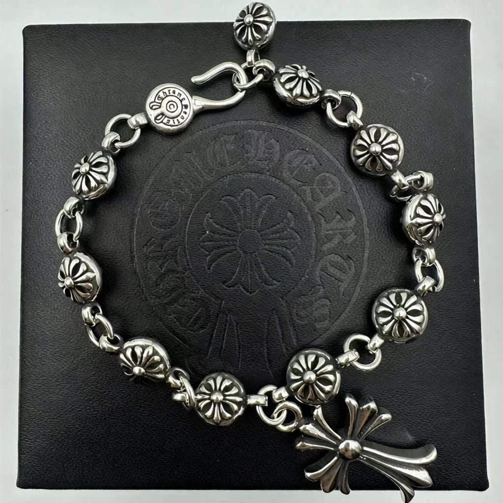 Cross flower ball bracelet+cross