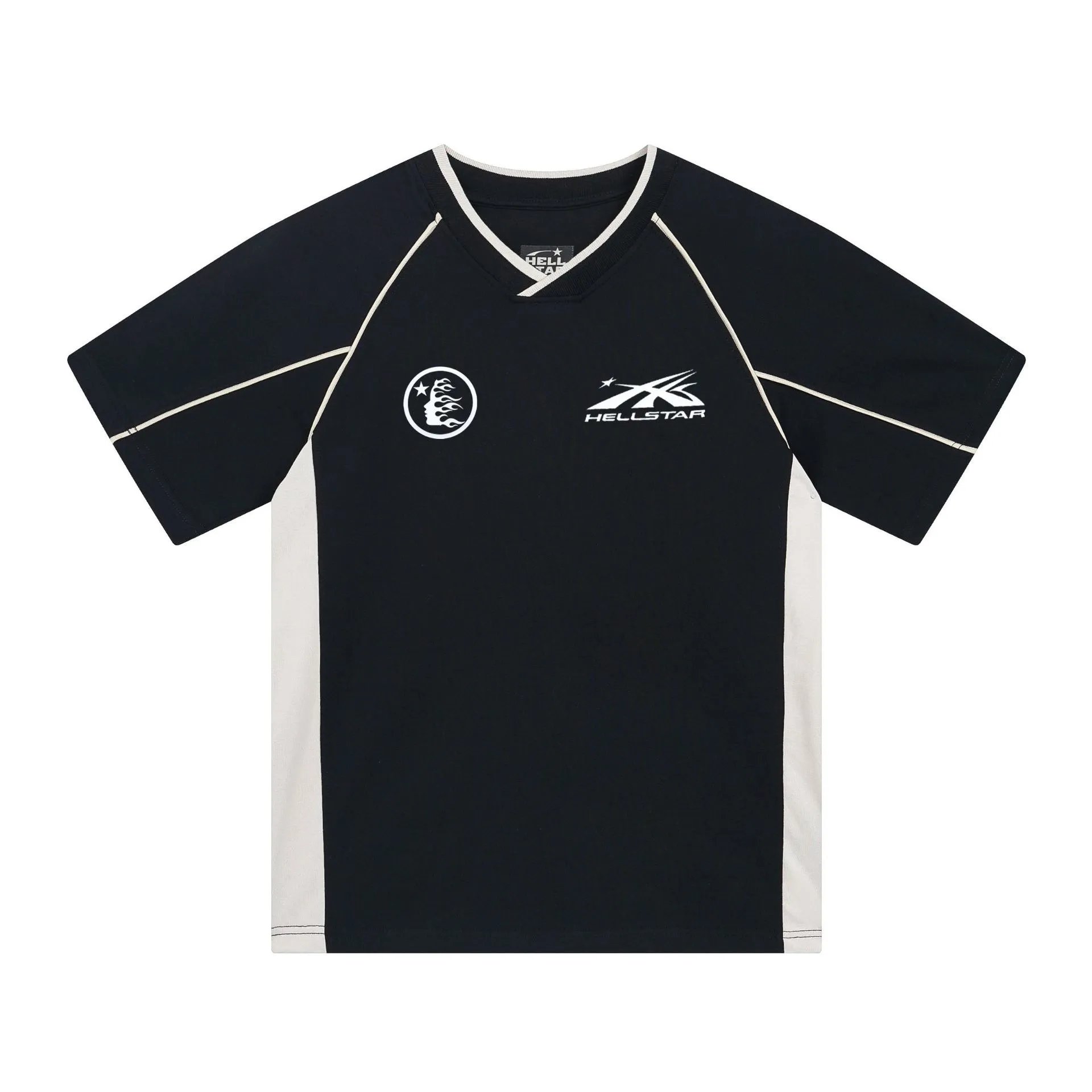 Hellstar V-Neck Performance Tee Beige and Burgundy Jersey - 14