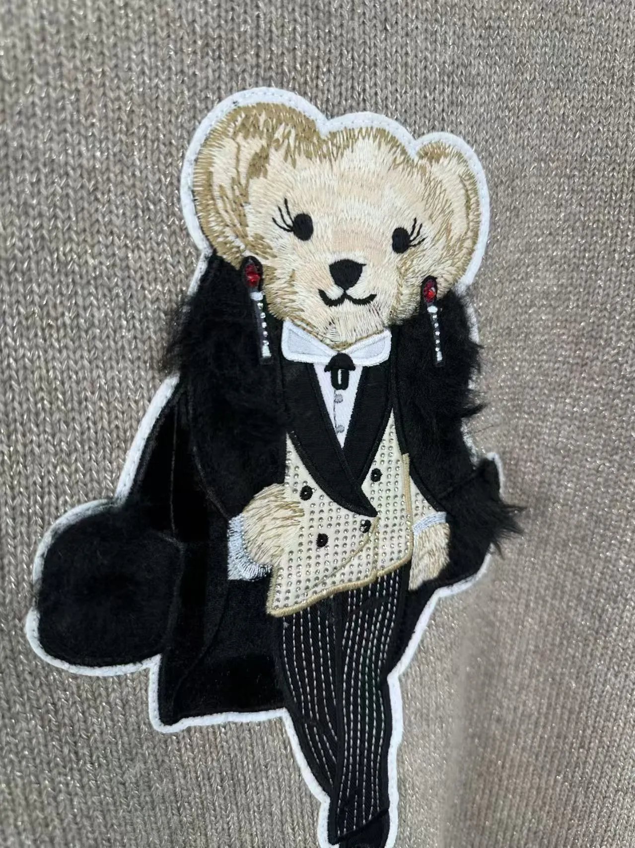 Polo Ralph Lauren Bear Embroidered Crewneck Sweater Ivory - 5