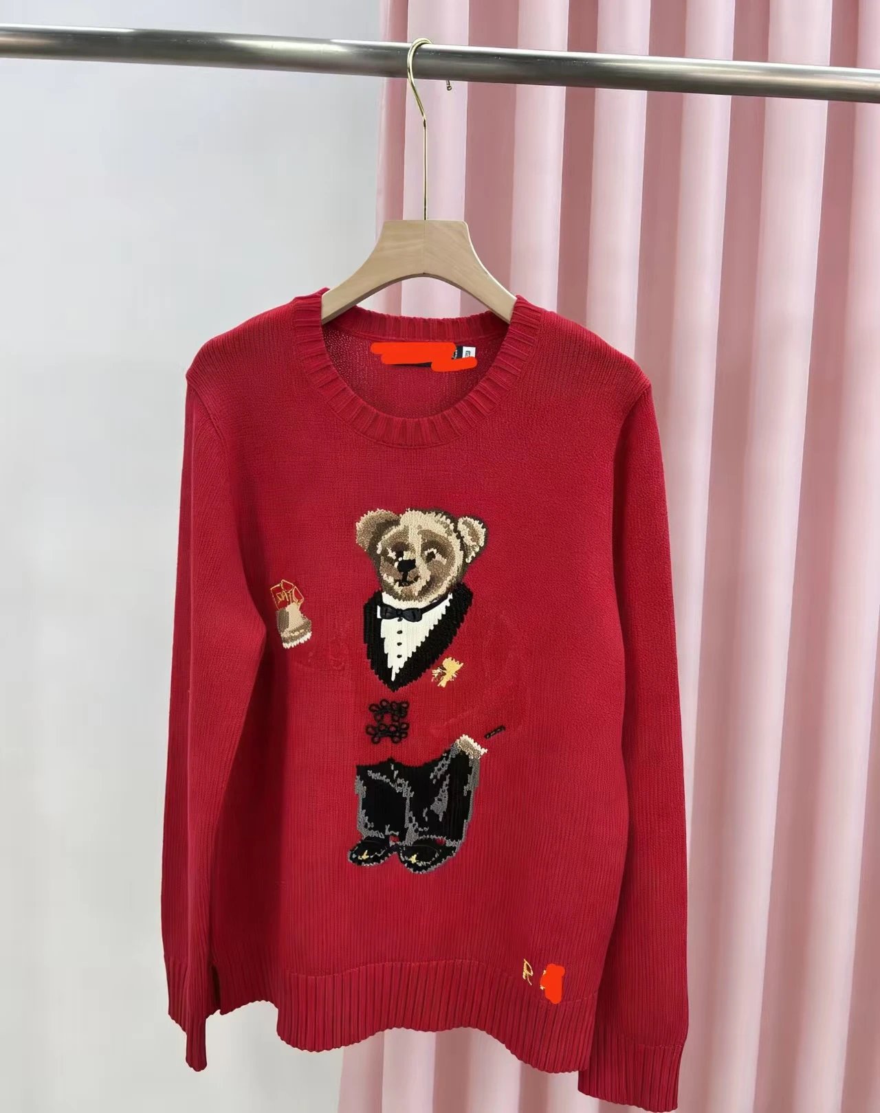 Polo Ralph Lauren Bear Motif Knit Sweater Red - 8