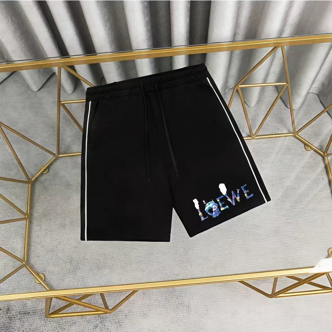 Loewe Logo Patch White Shorts with Black Stripe - 22