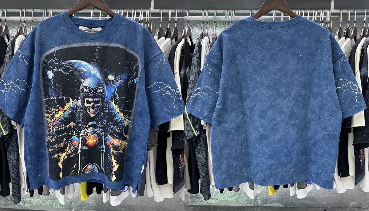 Design Bkys Punk Skull Graphic Oversized T-Shirt Black T-Shirts - 43