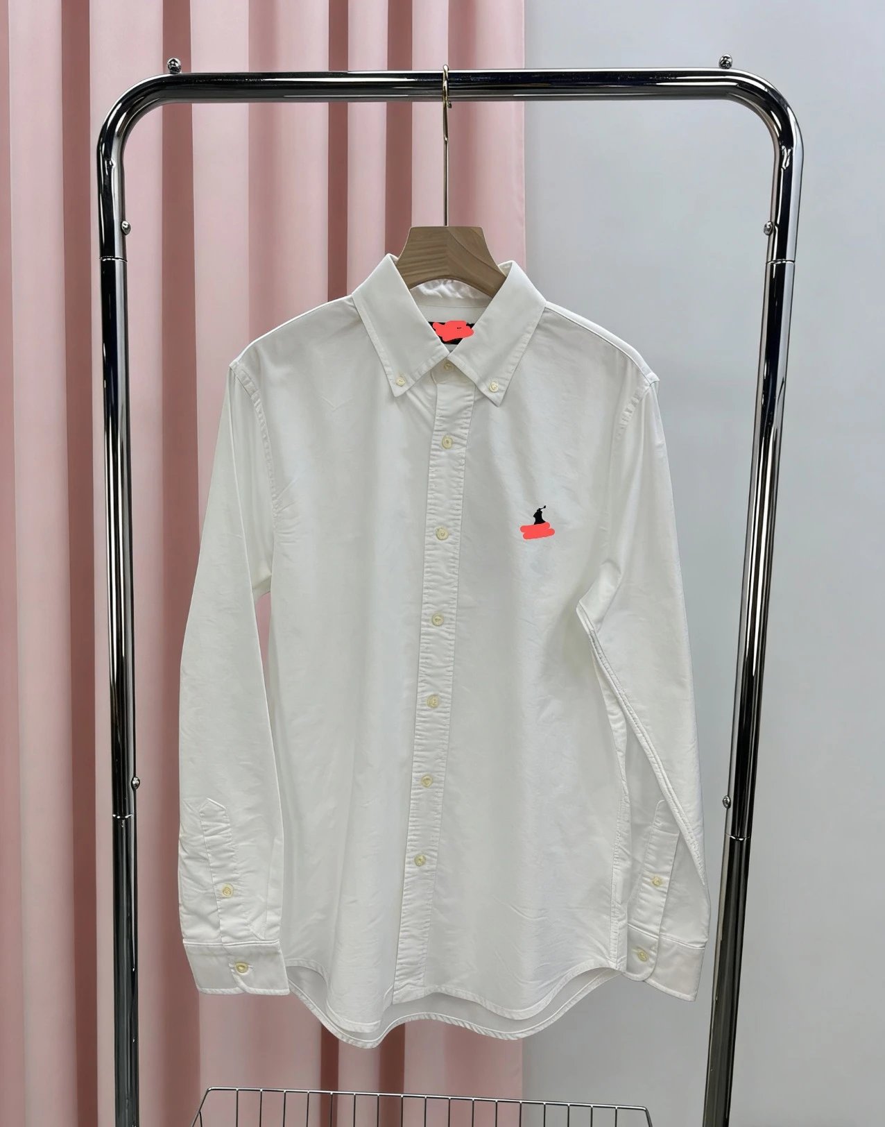 Design Pink Button-Down Shirt with Embroidered Logo - 6