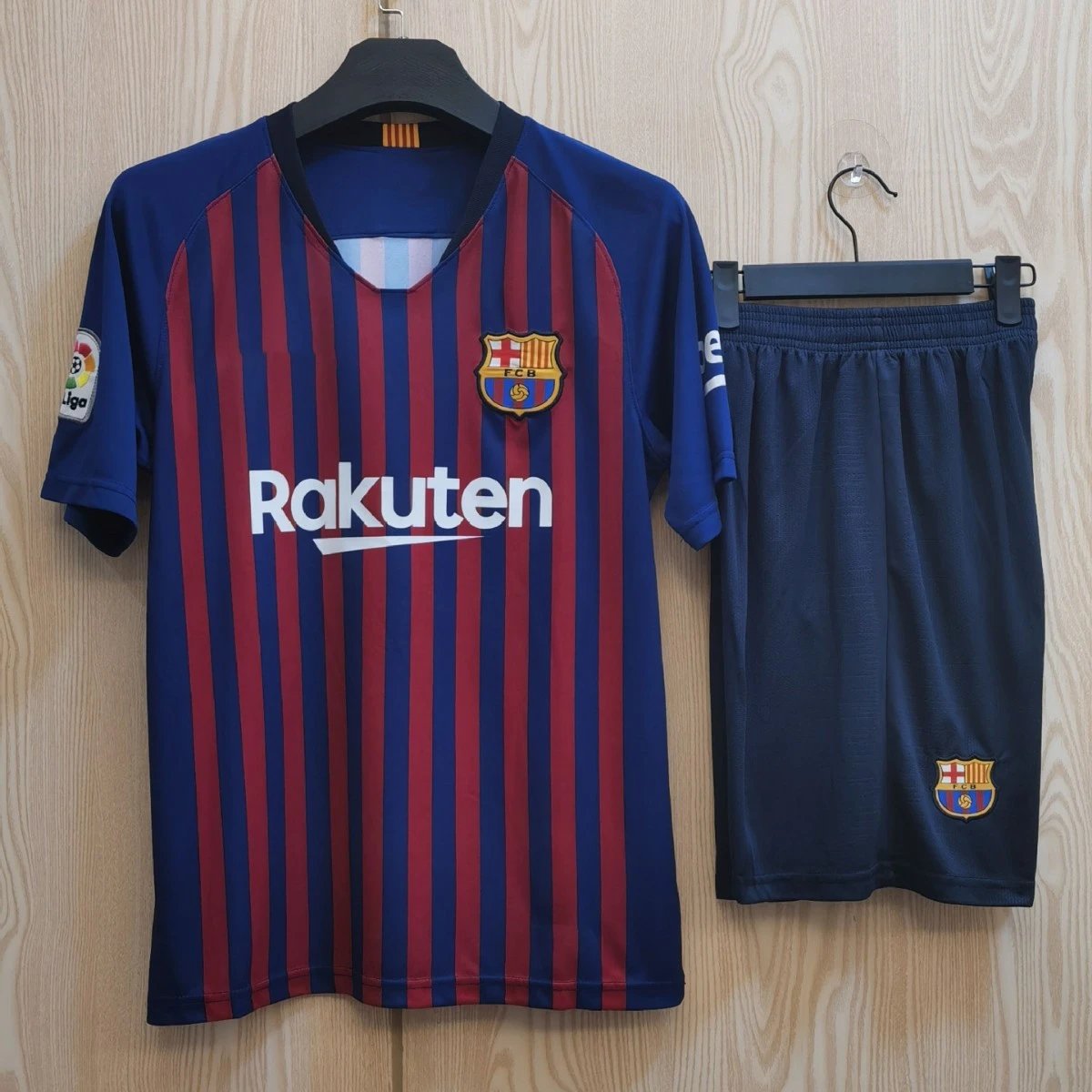 FC Barcelona 2023-24 Home Jersey Navy Blue Red Striped Football Kit - 11