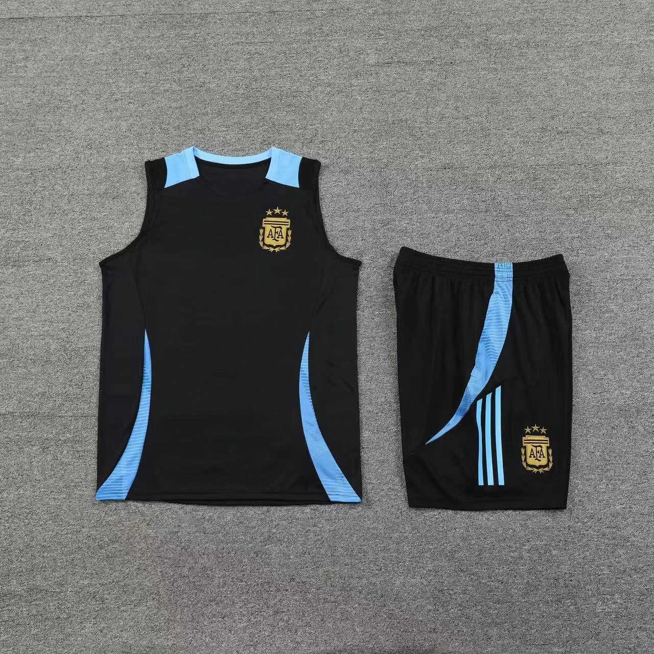 CBF Brazil Training Vest and Shorts Set Navy with Turquoise - 6