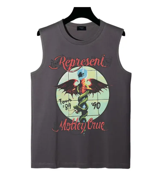 Represent x Motley Crue Tour '89-'90 Sleeveless Tank Top Gray Vest Top - 1