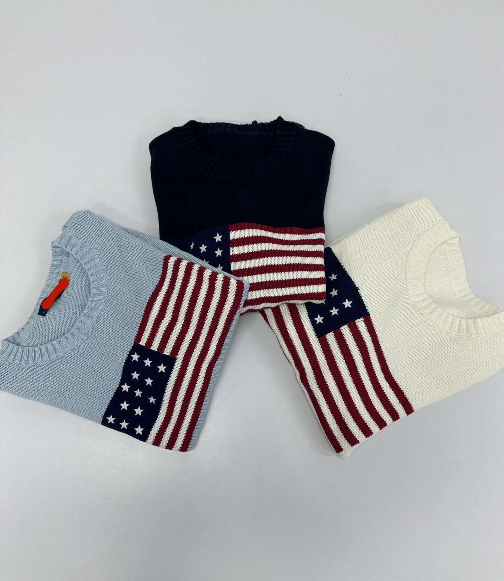 Design American Flag Knit Sweater Light Blue - 10