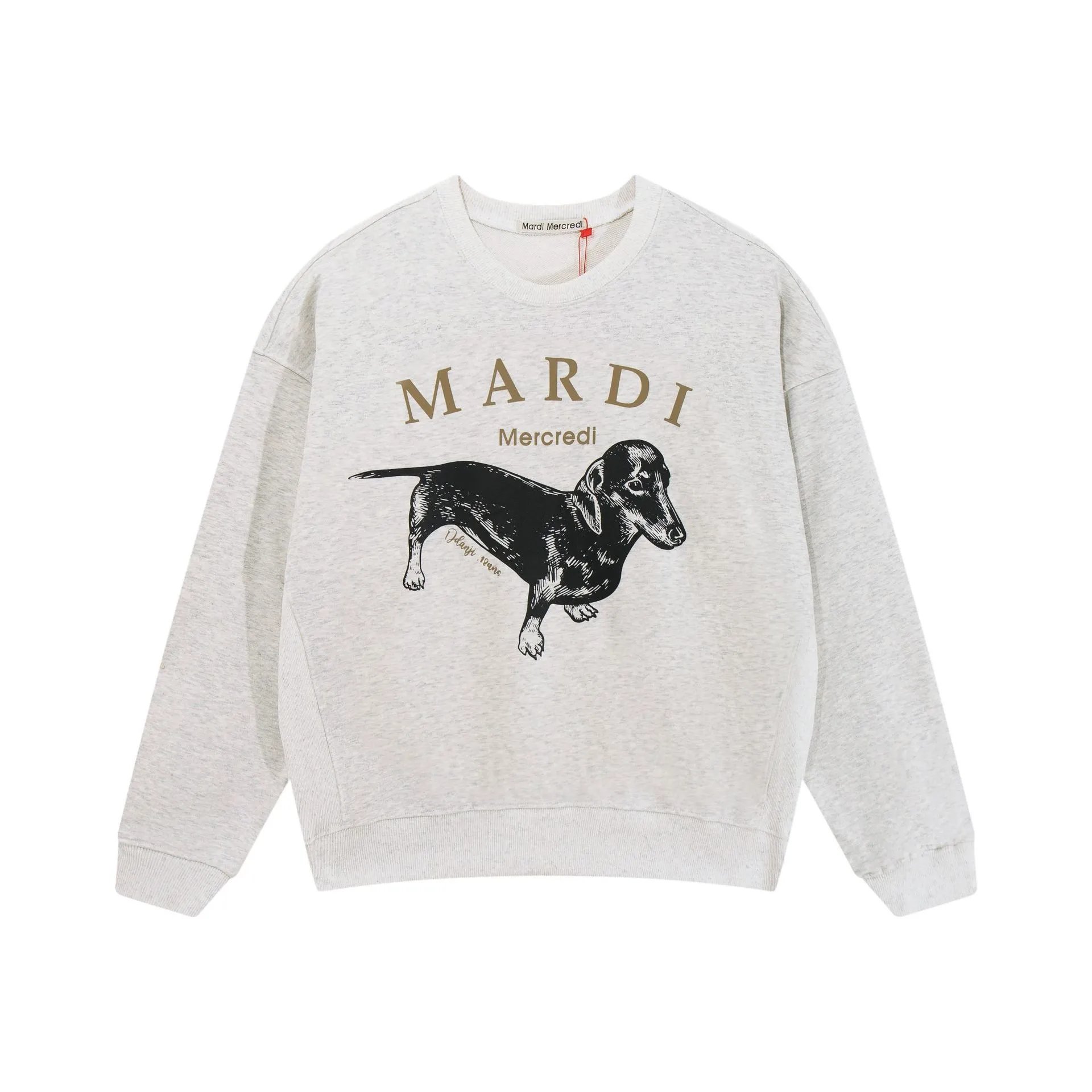 Mardi Mercredi Dachshund Graphic Gray Hoodie - 13