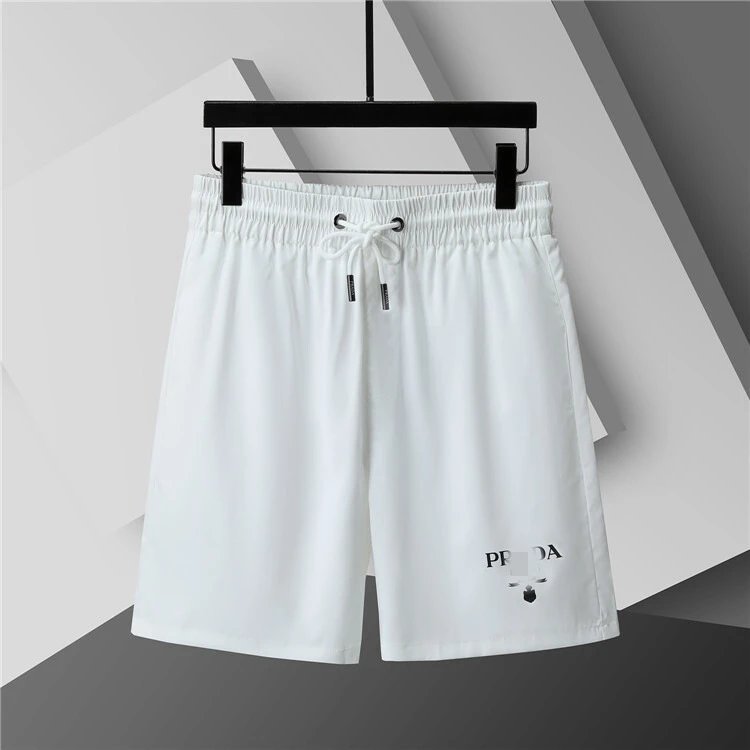 Unbranded Swimwear Elastic-waist drawstring mesh-lined swim shorts — 3859 white