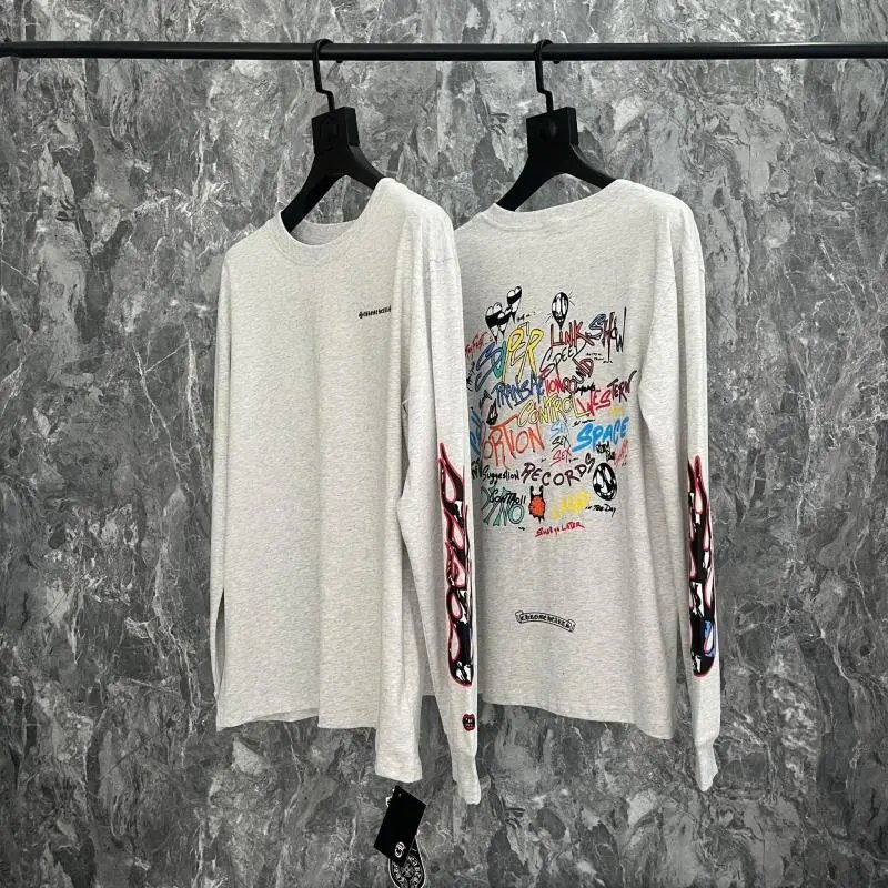 Chrome Hearts T-Shirts Graphic Long-Sleeve T-Shirt — 013 Light heather gray