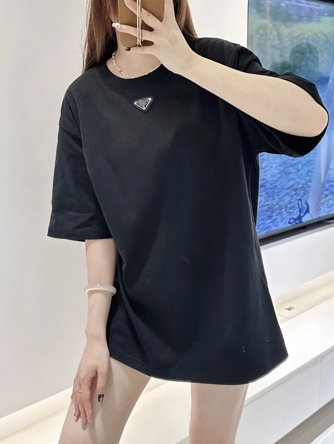 Prada Triangle Logo T-Shirt White T-Shirt - 4
