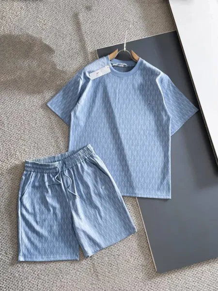 Design Diamond-Texture Light Blue Casual Set - 1