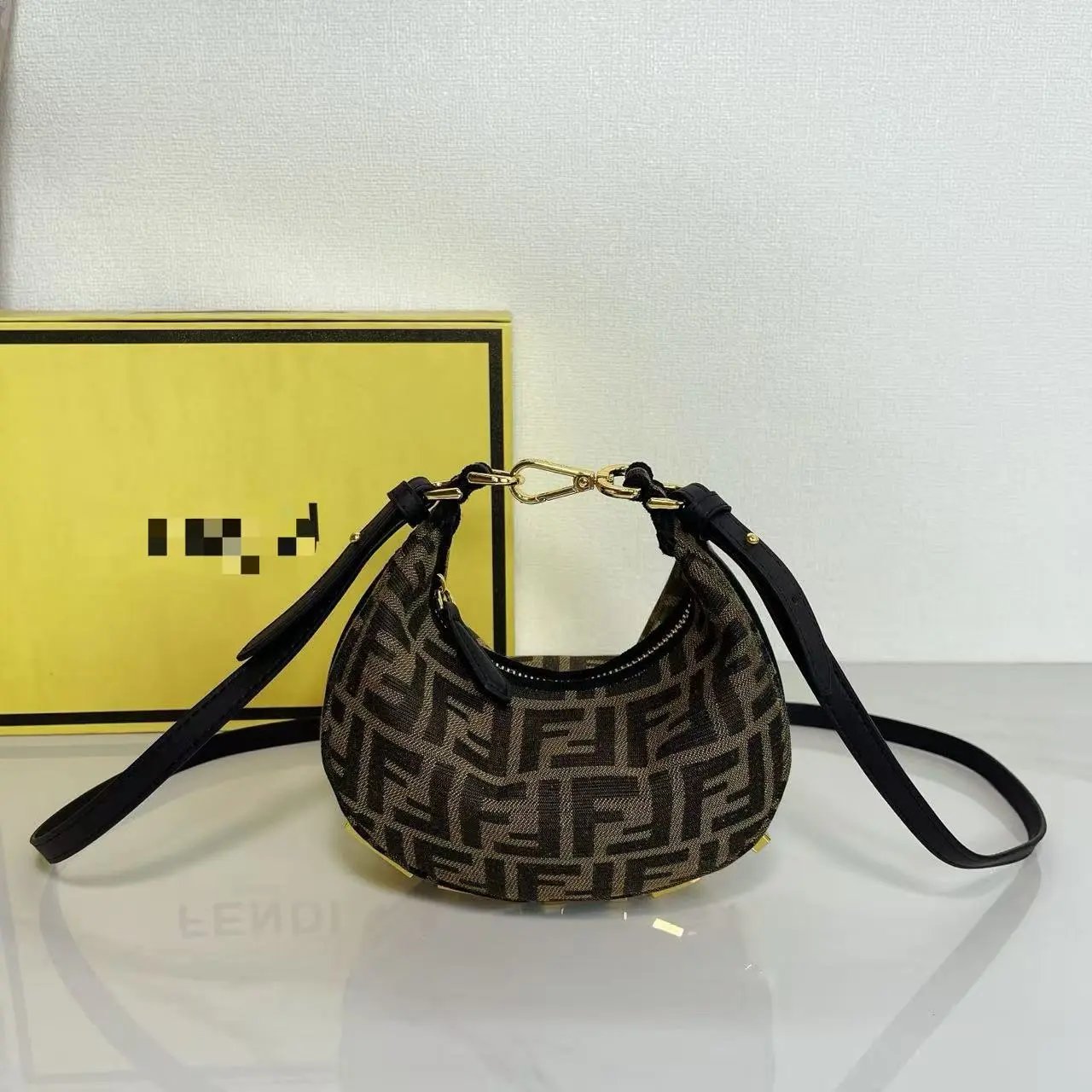 Fendi Moon Bag Gold Metallic Leather Shoulder Bag - 6