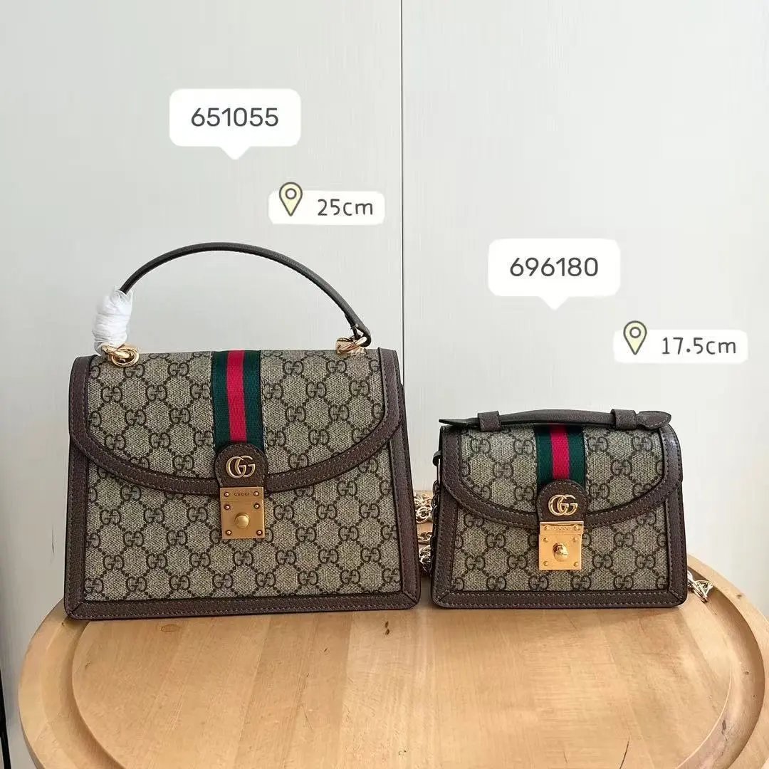 Gucci GG Marmont Mini Top Handle Bag Beige Canvas Handbag - 2