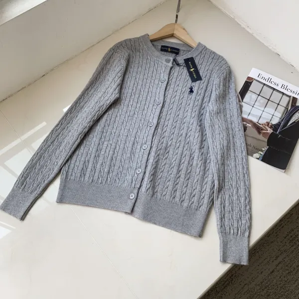 Polo Ralph Lauren Cable Knit Cardigan Gray Sweater - 1