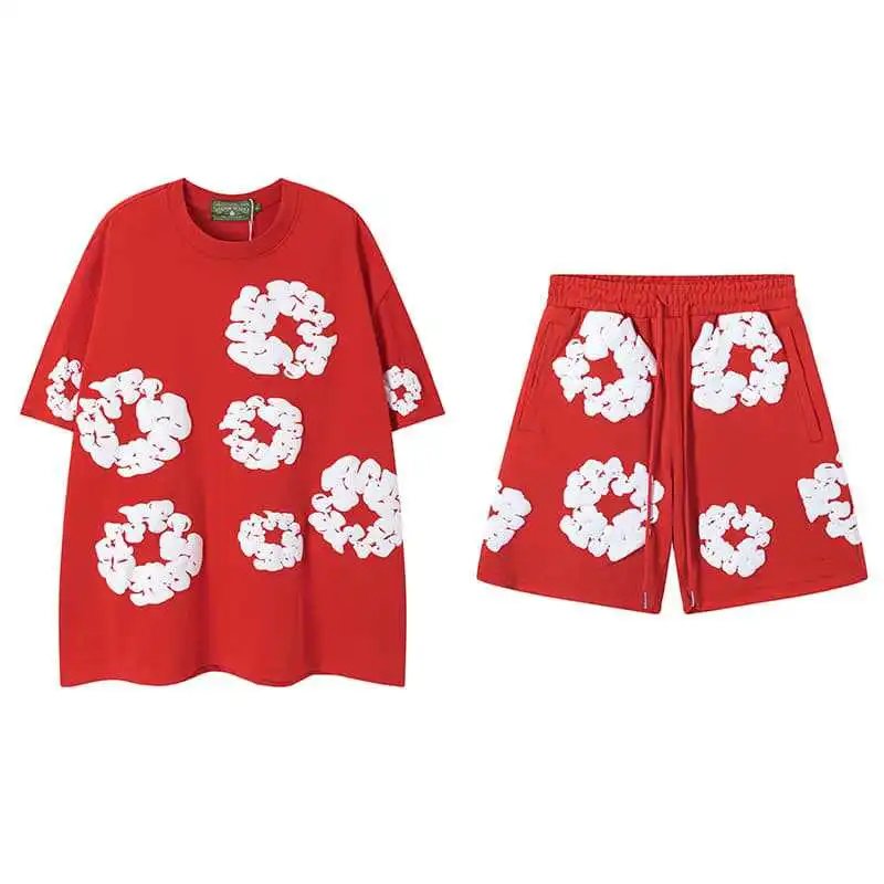 Design Abstract Floral Print Oversized T-Shirt Blue - 9