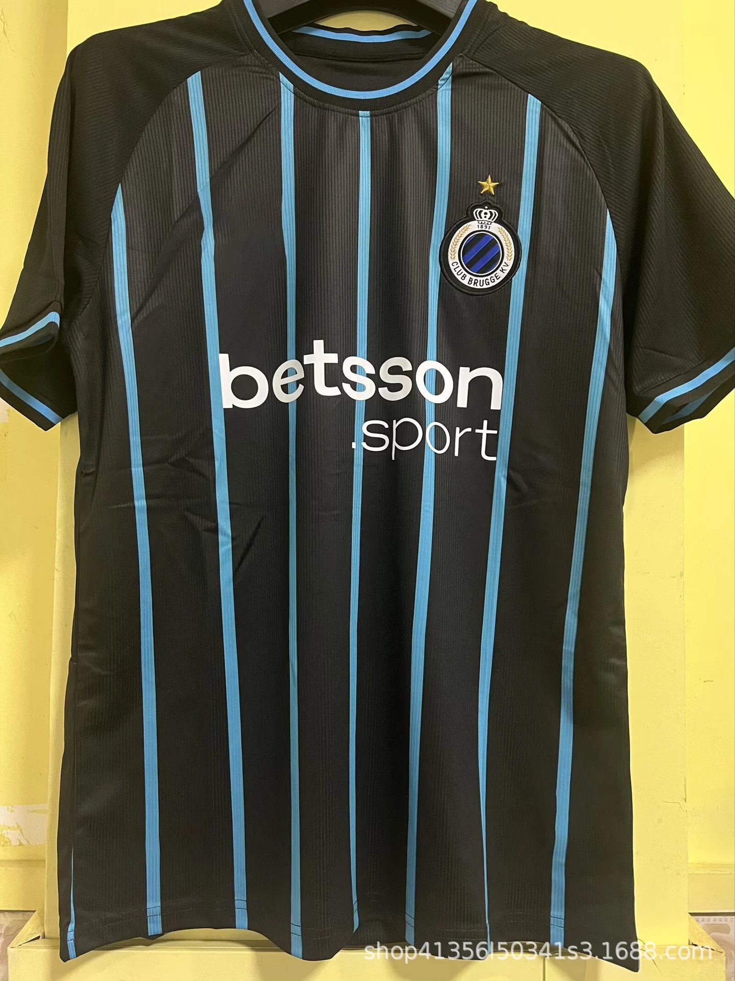 Design Club Brugge KV 2023-24 Away Jersey Black with Sky Blue Stripes Jersey - 1