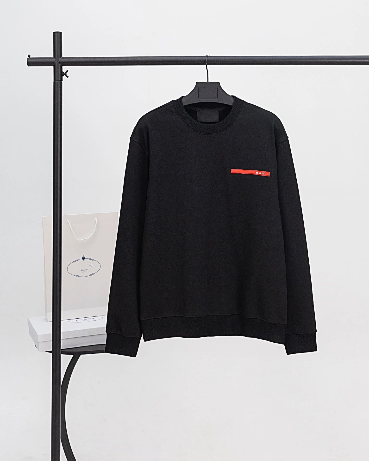 Prada Re-Nylon Logo Patch Black Hoodie - 21