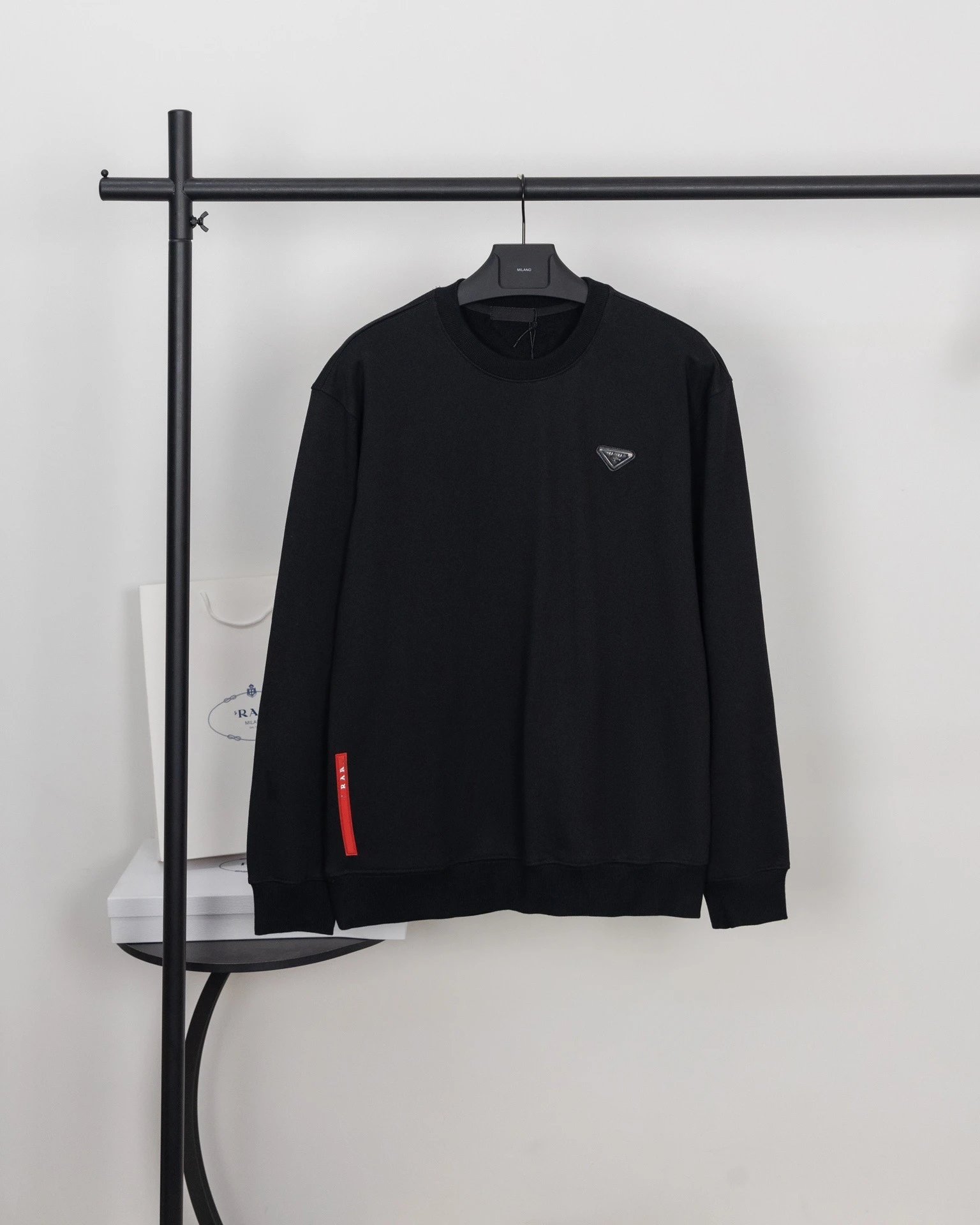 Prada Re-Nylon Logo Patch Black Hoodie - 25