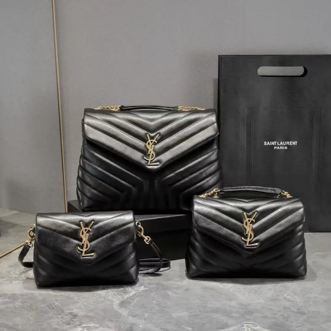 Saint Laurent Loulou Quilted Black Leather Chain Shoulder Bags - 4