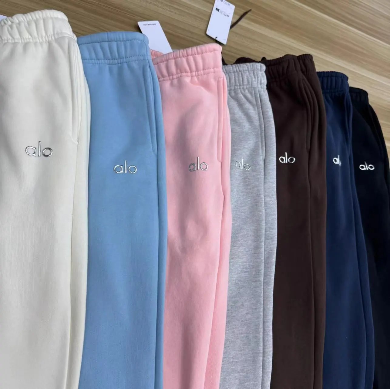 Alo Yoga Essential Crewneck Sweatshirt and Jogger Set Sky Blue - 19