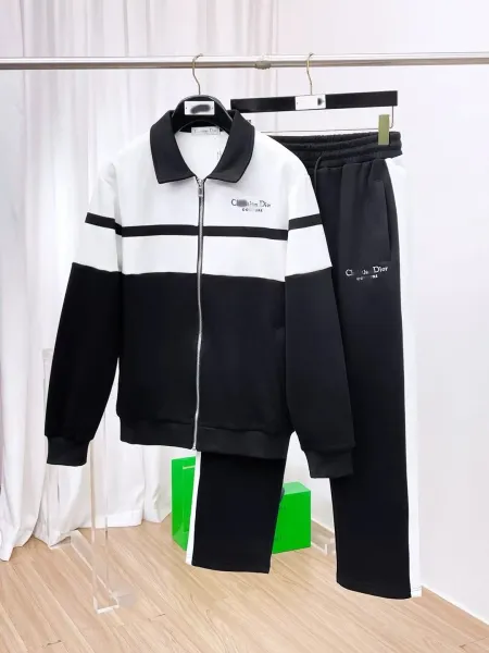 Dior Couture Color-Block Track Jacket and Sweatpants Set Black White Tracksuit - 1