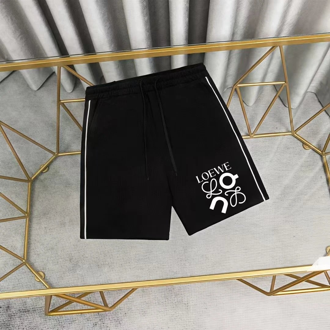 Loewe Logo Patch White Shorts with Black Stripe - 31