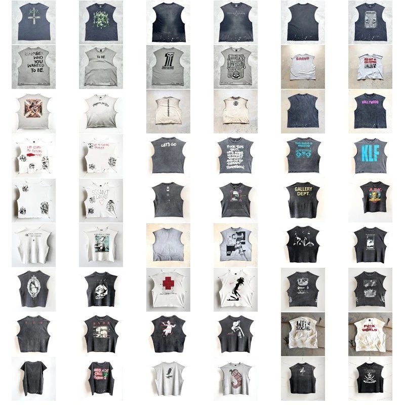 Design Sleeveless Graphic Tee Dark Gray T-Shirt - 2