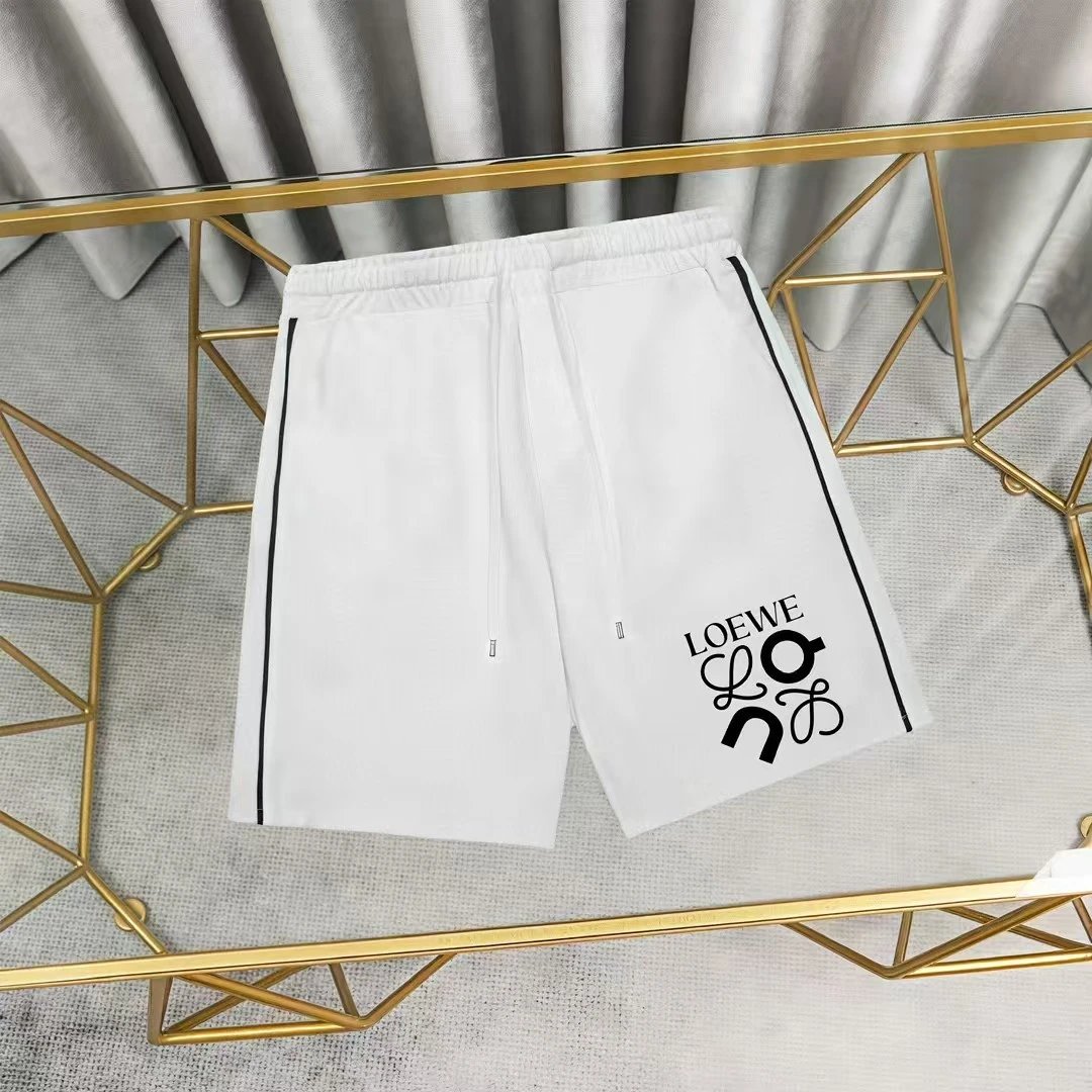 Loewe Logo Patch White Shorts with Black Stripe - 32