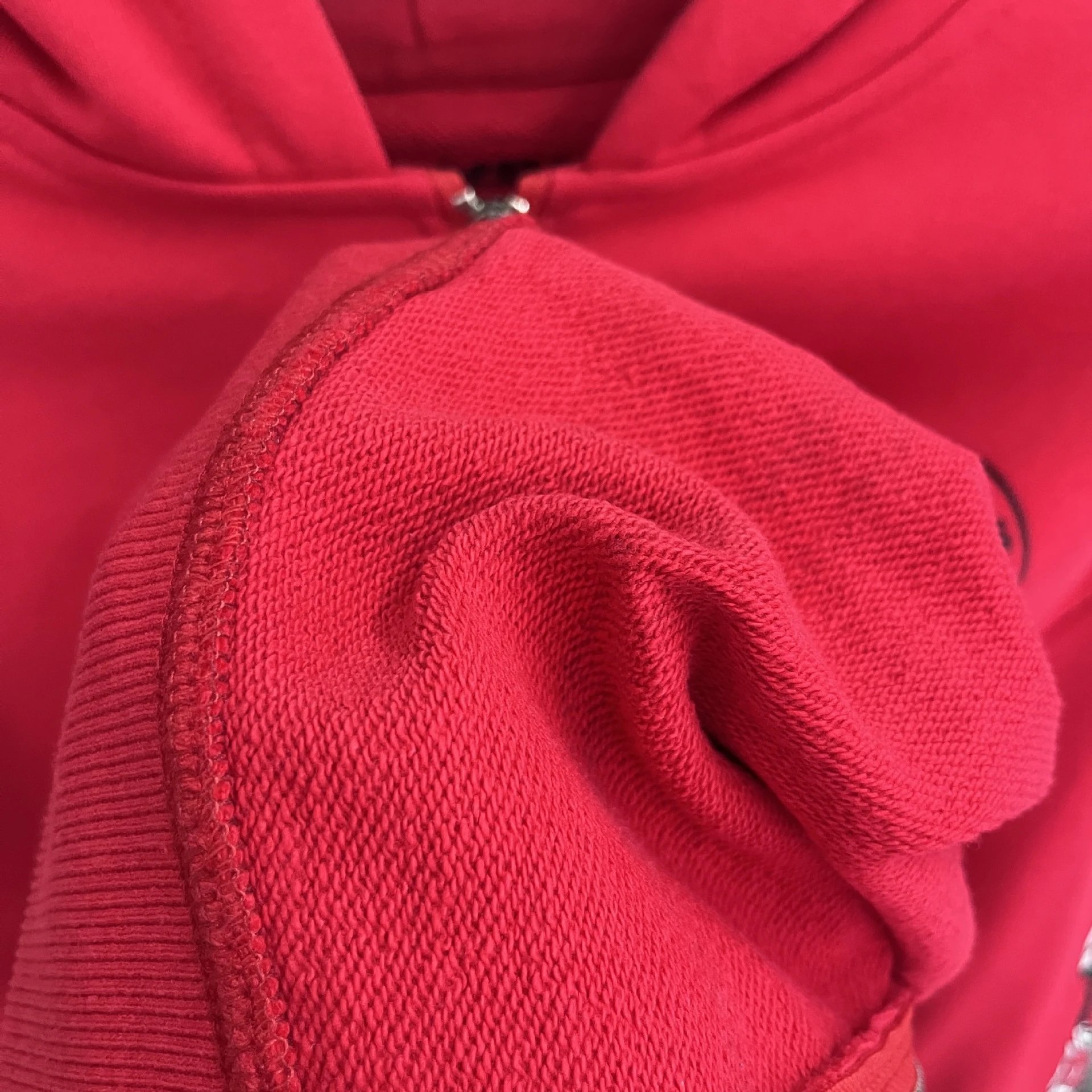 Design Hoodie White with Red Sleeve Logos - 18