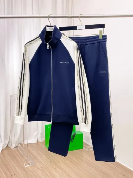 Louis Vuitton Monogram Tape Track Jacket and Sweatpants Set Navy Blue Tracksuit - 1