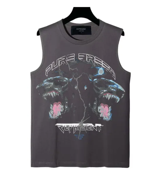 Represent Pure Breed Gray Graphic Vest-Top - 1
