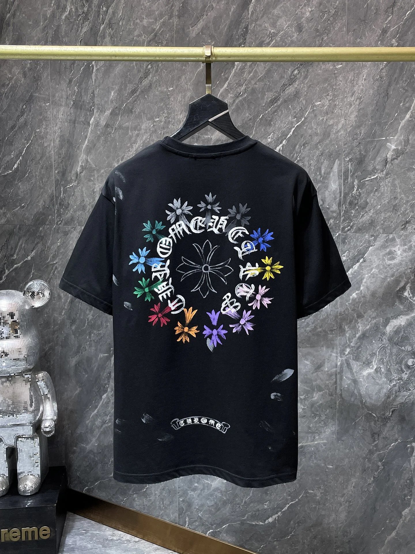 Chrome Hearts Cross Banner Pink Black T-Shirt - 10