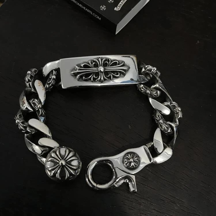 Chrome Hearts Cross Link Bracelet Silver Jewelry - 24