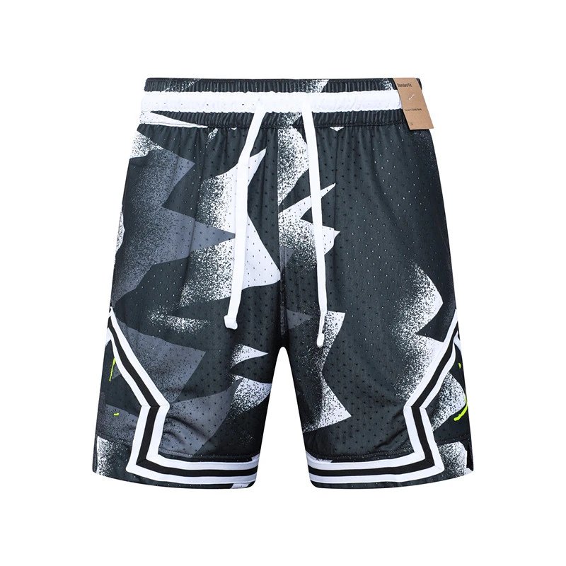 Design Sporty Mesh Shorts Navy with Red Geometric Panels - 7