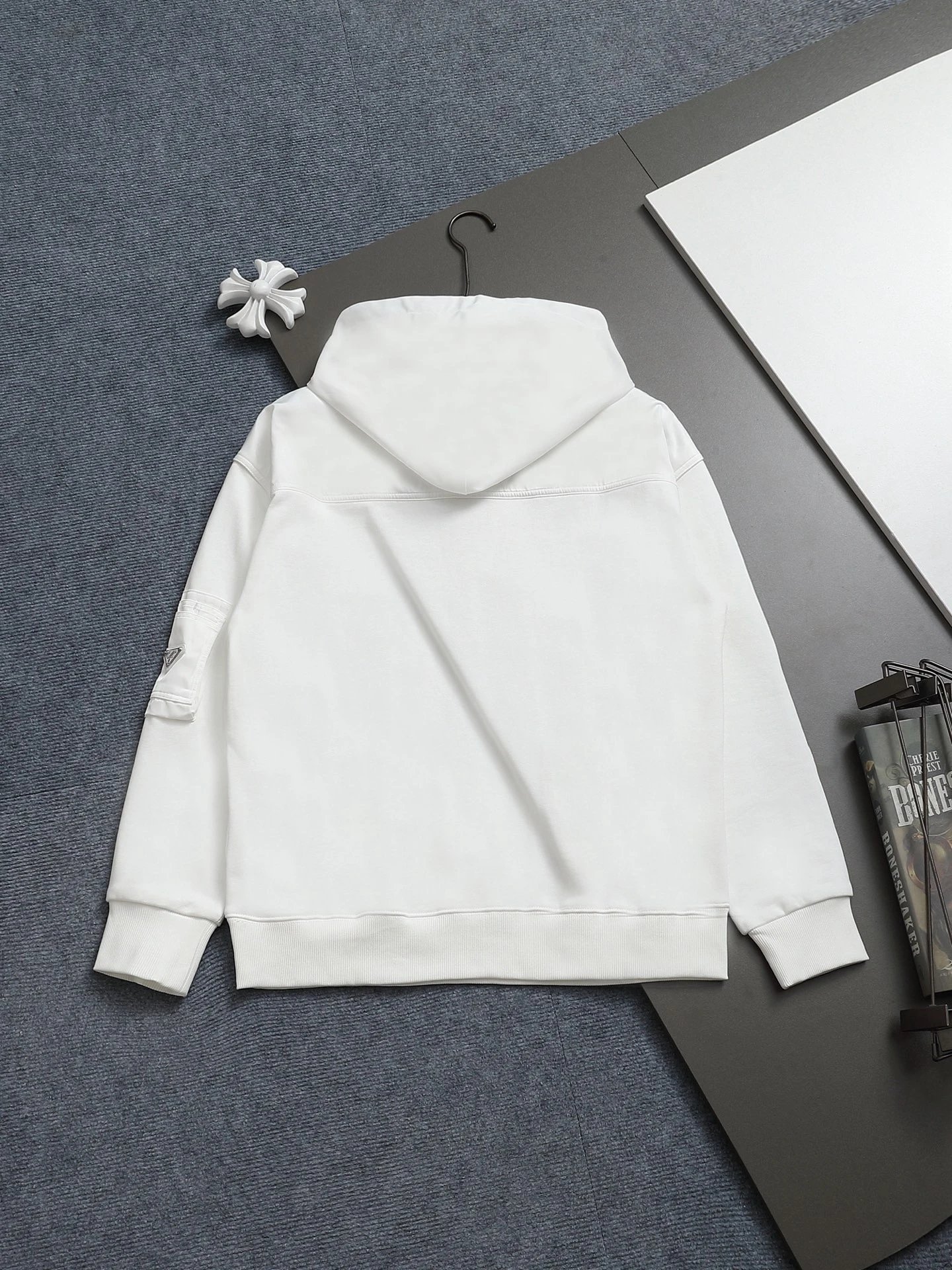 Prada Logo Embroidered Black Hoodie - 40