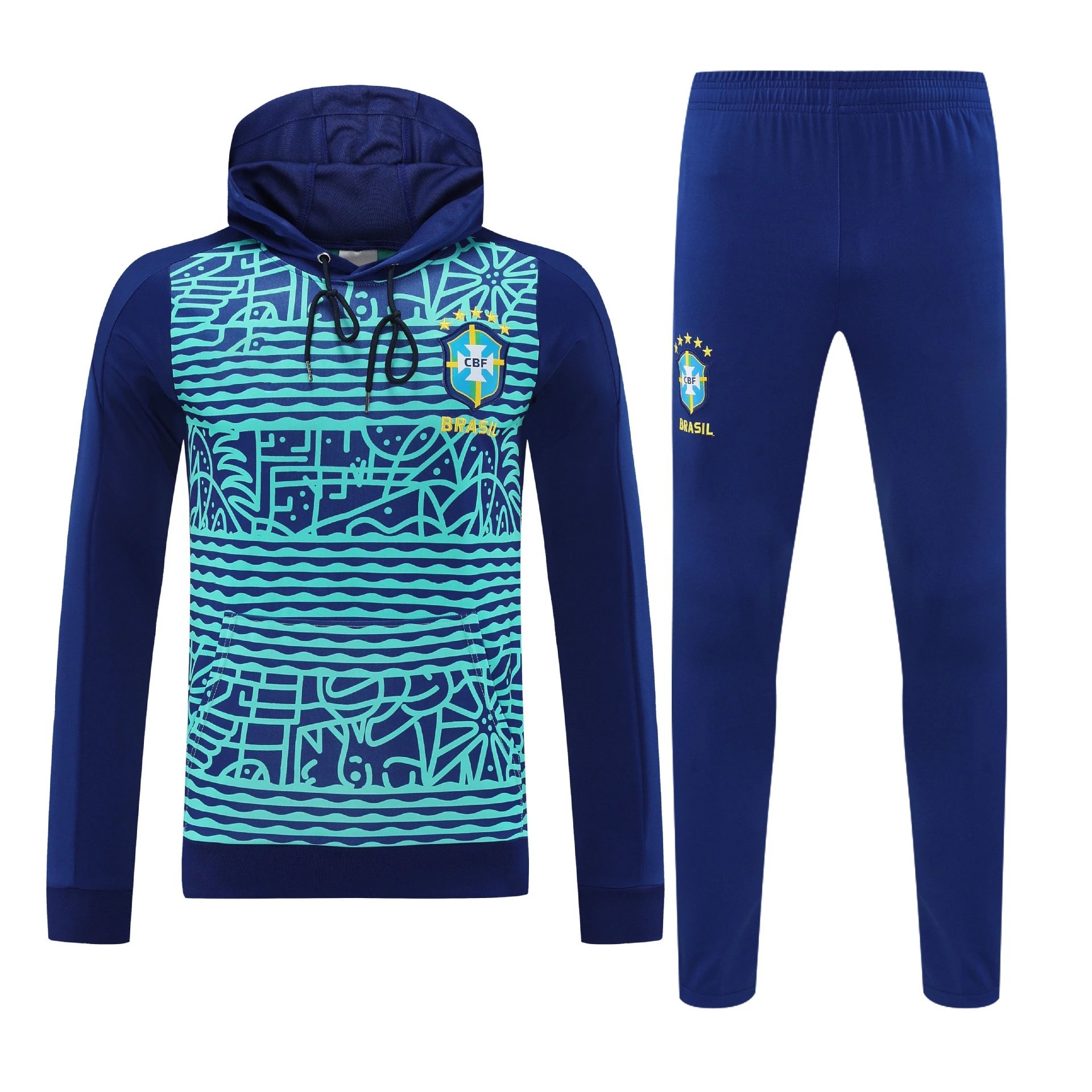 Flamengo Training Hoodie and Sweatpants Set Turquoise Navy Tracksuit - 8