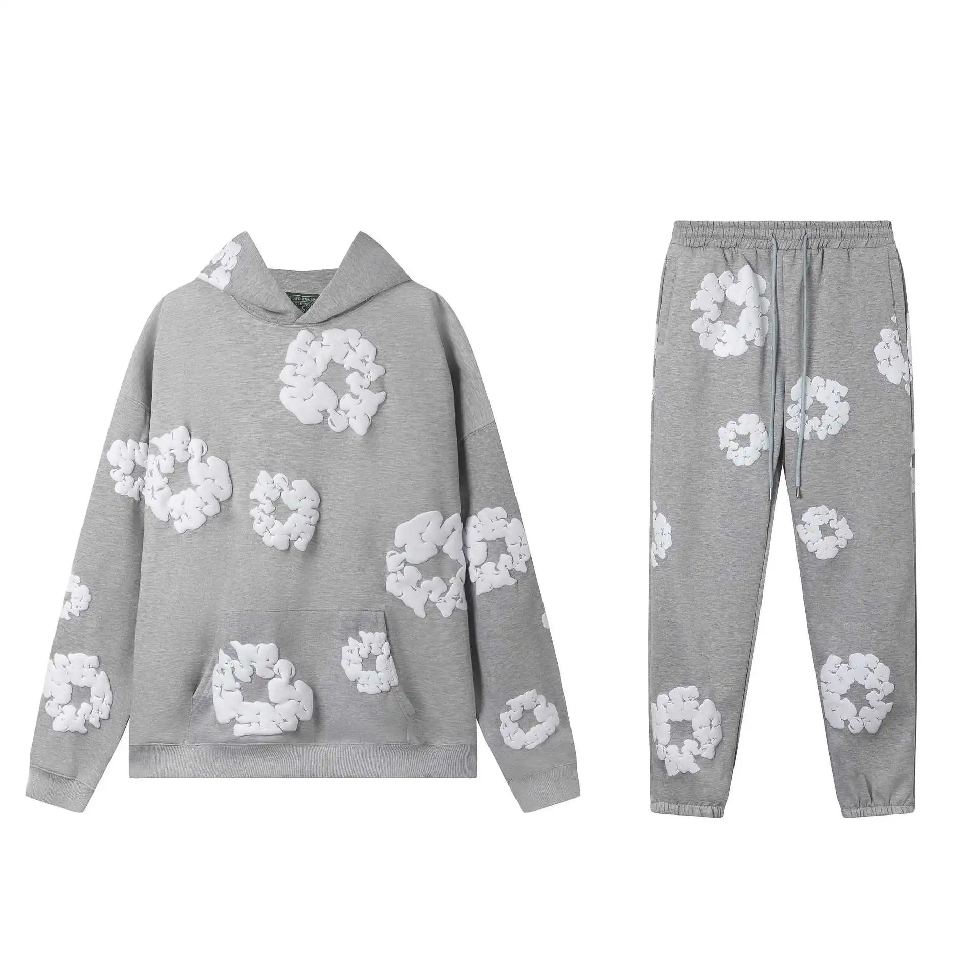 Design Abstract Floral Print Oversized T-Shirt Blue - 19