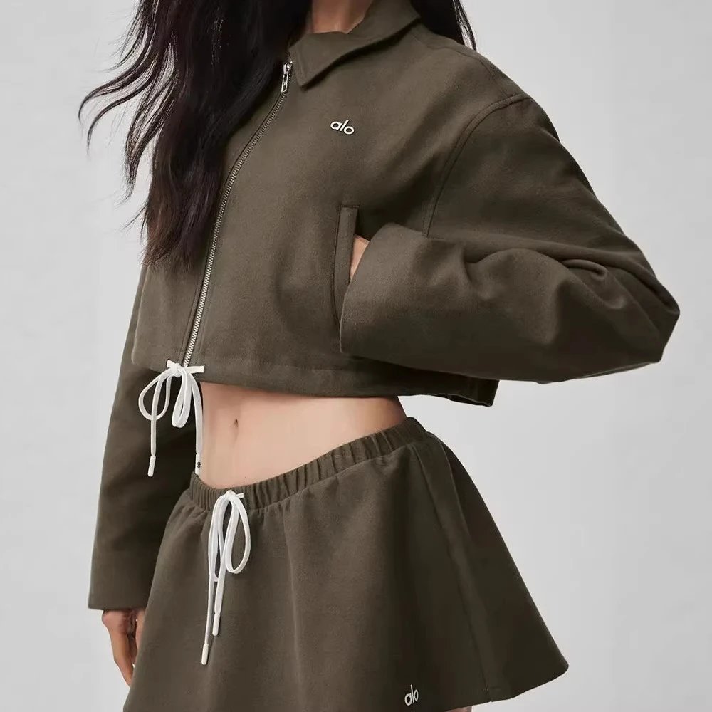 Alo Matching Sets Cropped zip-up jacket and drawstring mini skirt set image 4