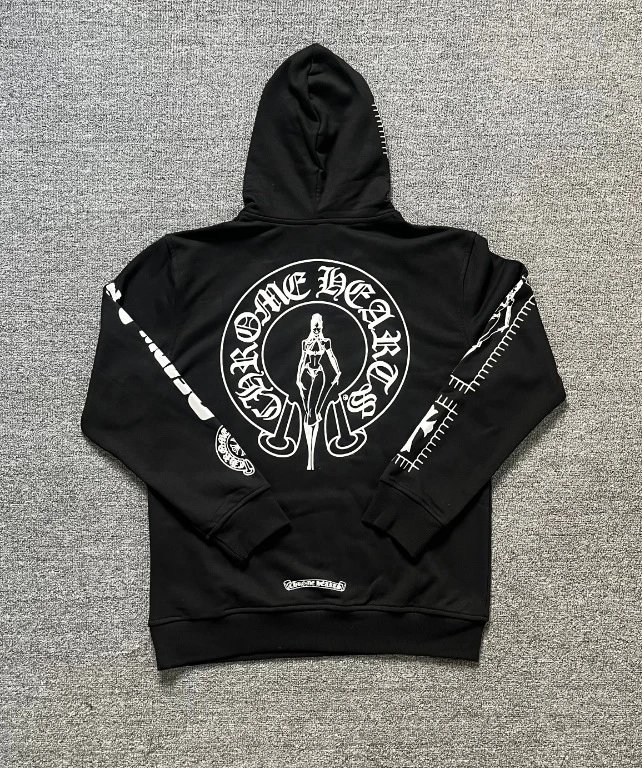 Design Hoodie White with Red Sleeve Logos - 41