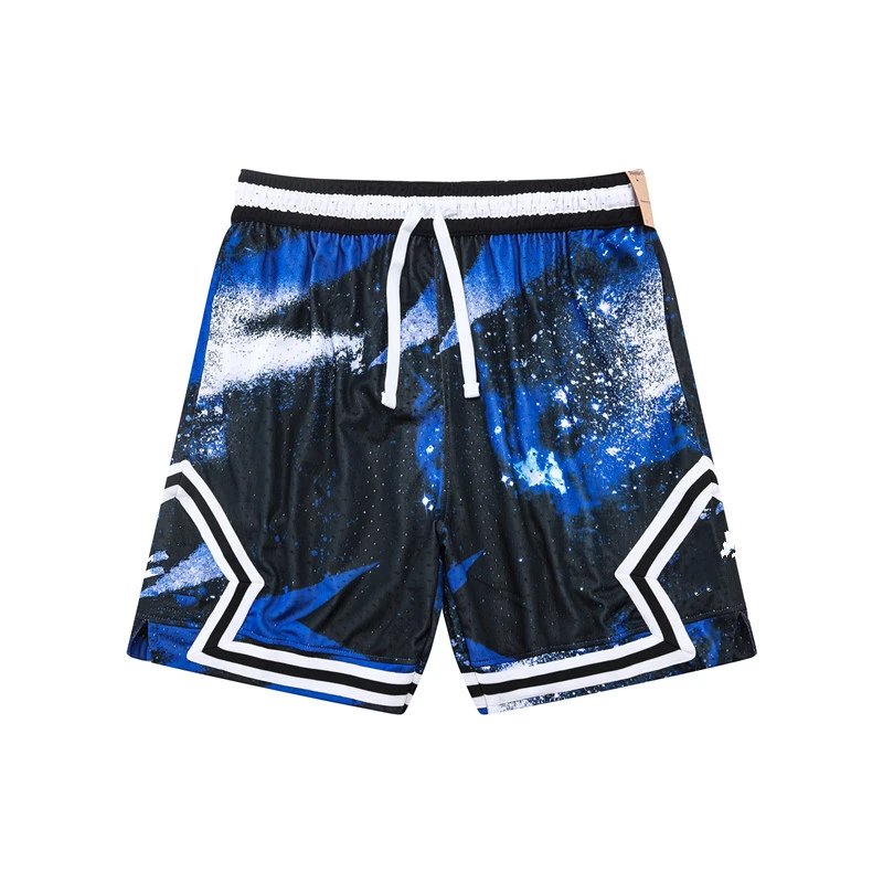 Design Sporty Mesh Shorts Navy with Red Geometric Panels - 17
