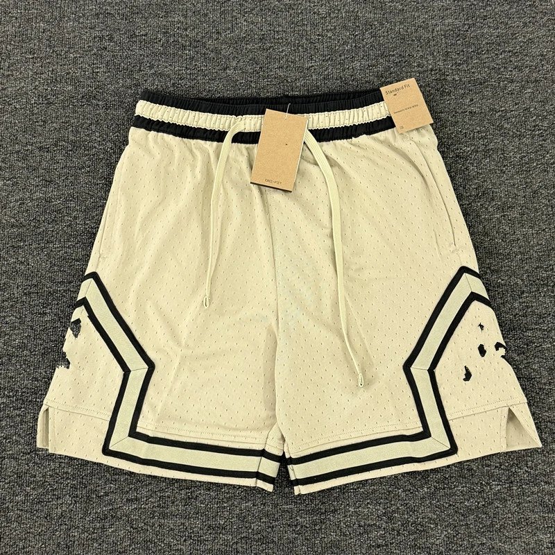 Design Sporty Mesh Shorts Navy with Red Geometric Panels - 26