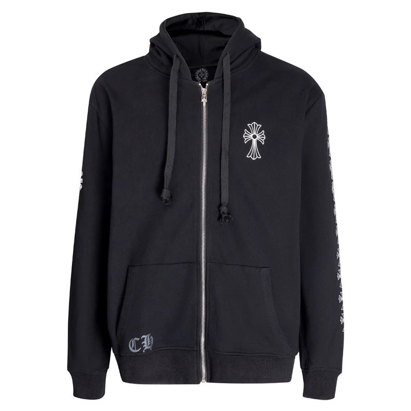 Design Hoodie White with Red Sleeve Logos - 37