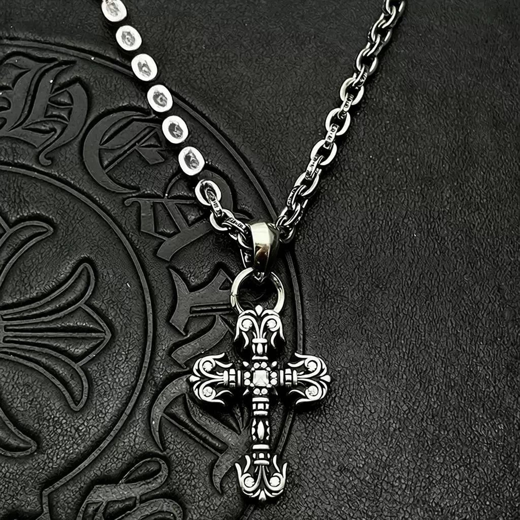 Flame White Diamond Cross Letter Chain
