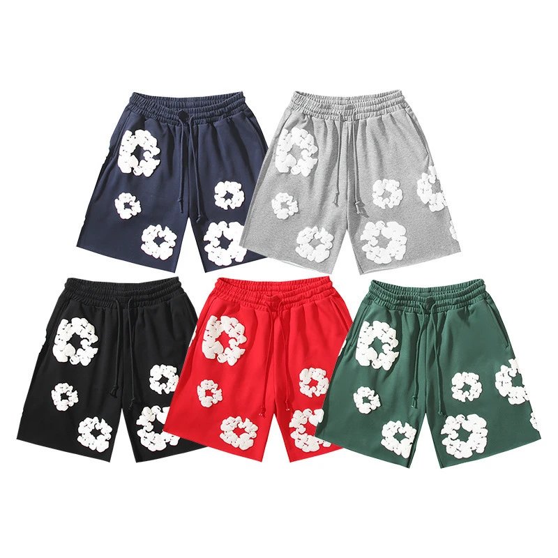 Design Floral Print Purple Drawstring Shorts - 2