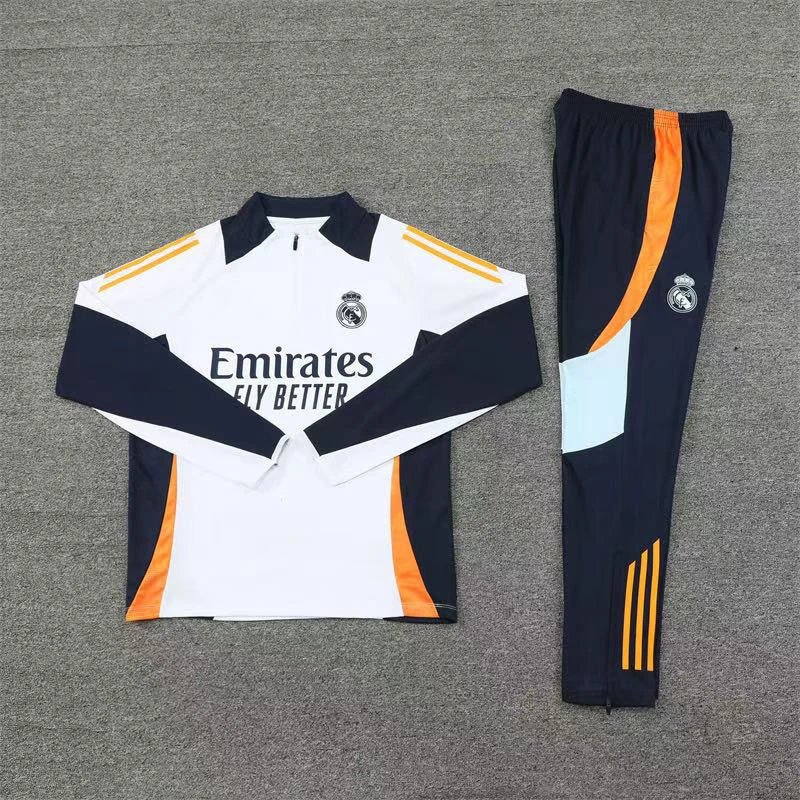 Real Madrid Matching Sets Half-Zip Long-Sleeve Training Set — 2425 Real Madrid white
