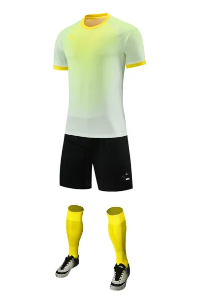 Design Gradient Yellow-to-White Soccer Jersey Set with Black Shorts and Yellow Socks Activewear - 1