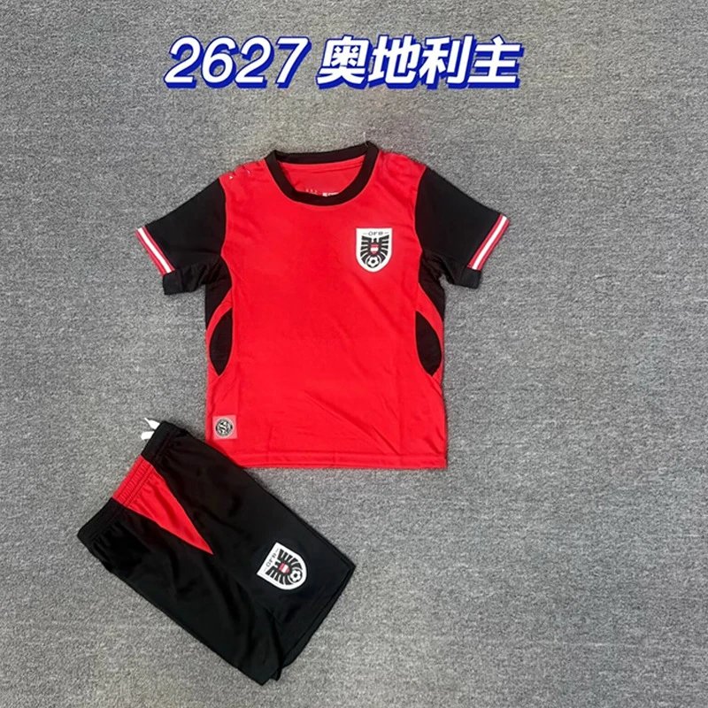 Design Austria National Team Home Jersey Set Red / Black Sets - 1